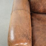 Armchair made of sheepskin leather in Art Deco design with beautiful patina