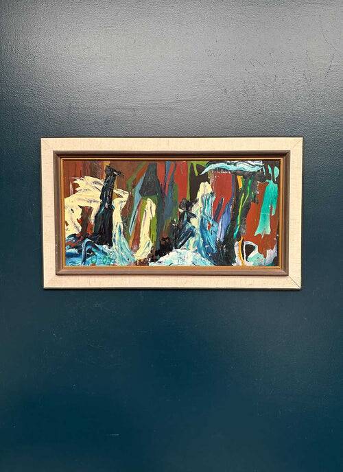 Huile sur panneau d'origine suédoise – “Composition” monogrammée “O”