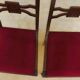 2 stylish solid wood chairs with red velvet fabric seats