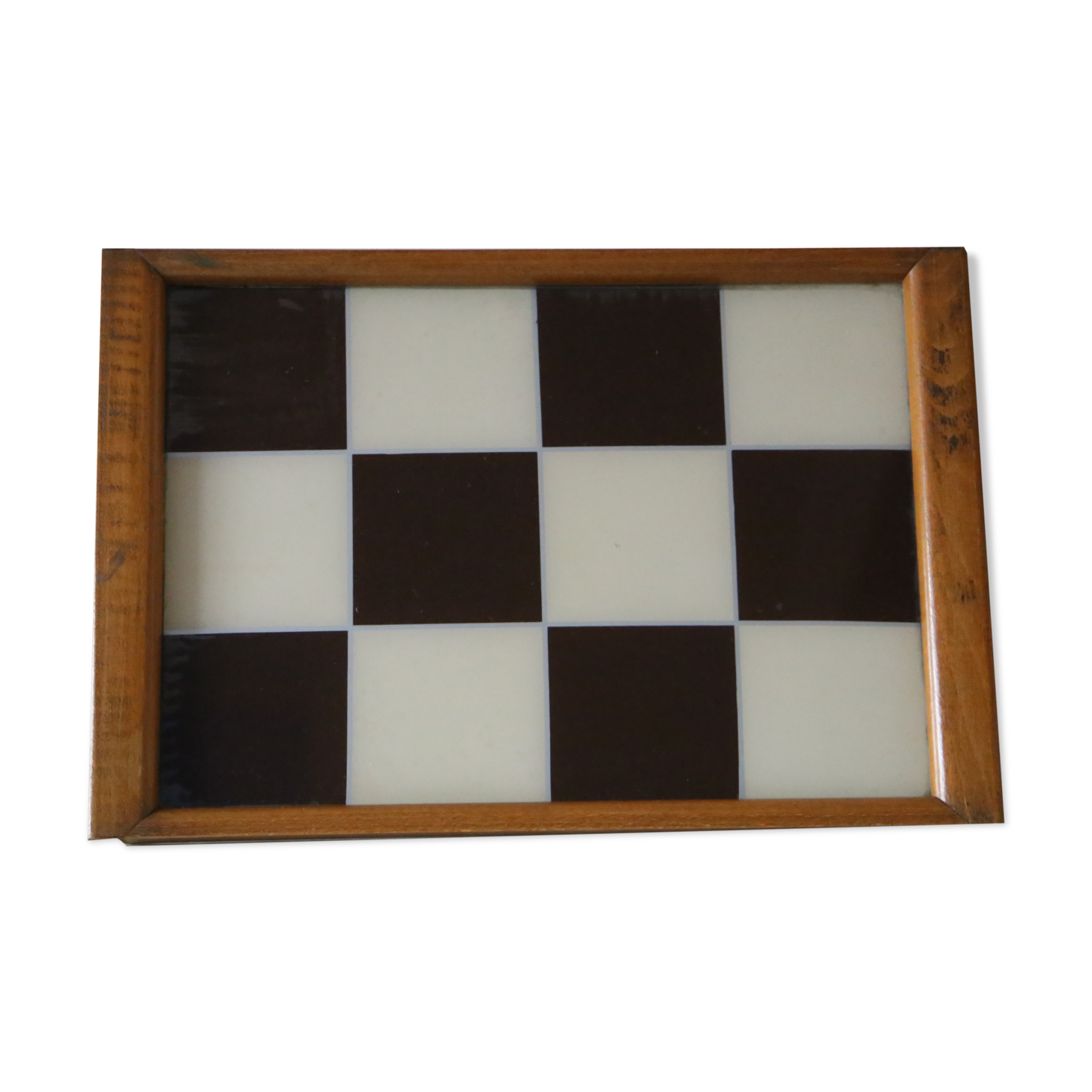 Wooden and glass tray, vintage