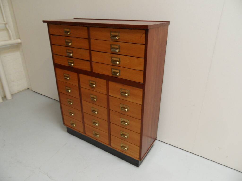 Vintage mahogany filing cabinet with drawers 1950's