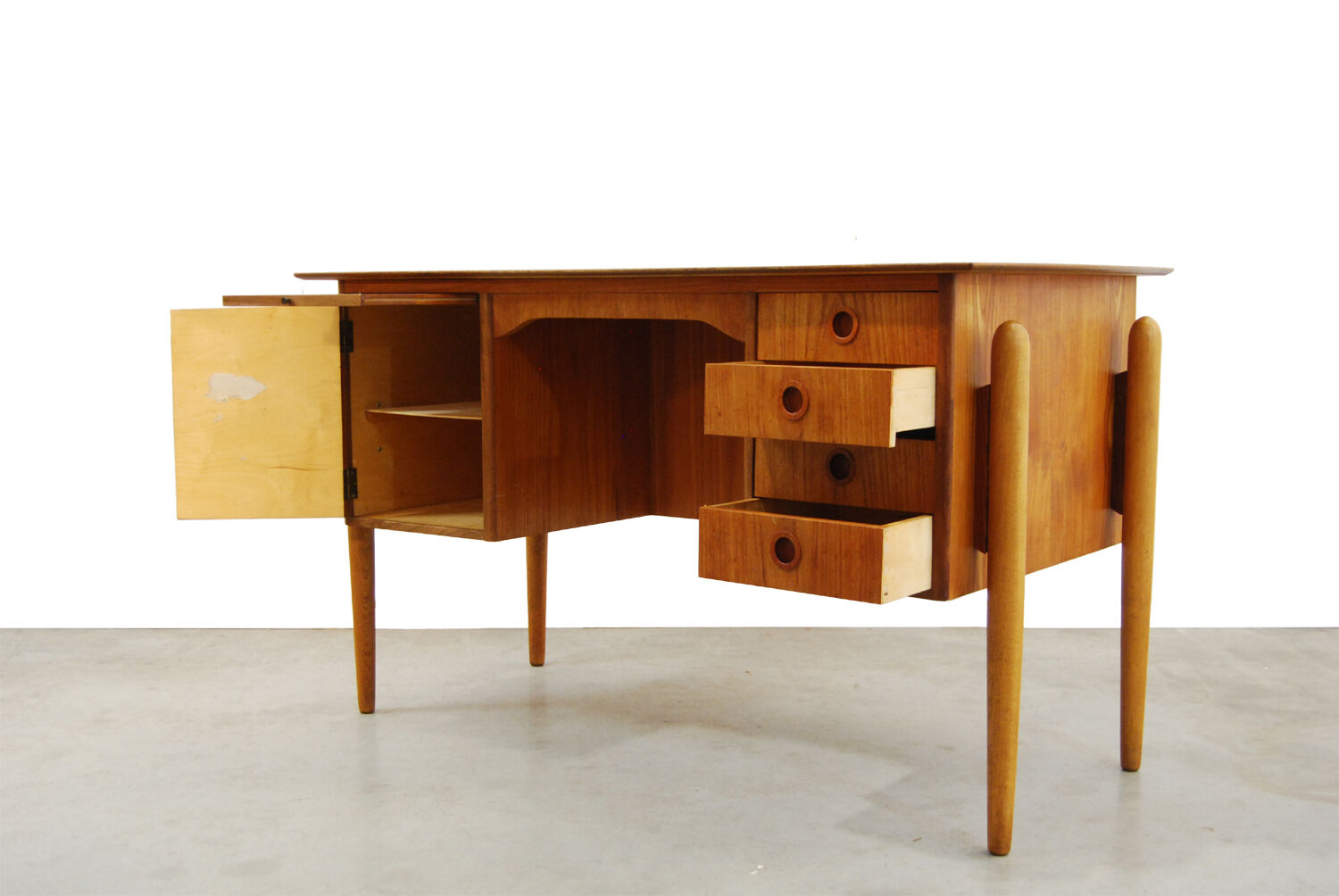 Vintage Pine Veneer Desk, 1960s
