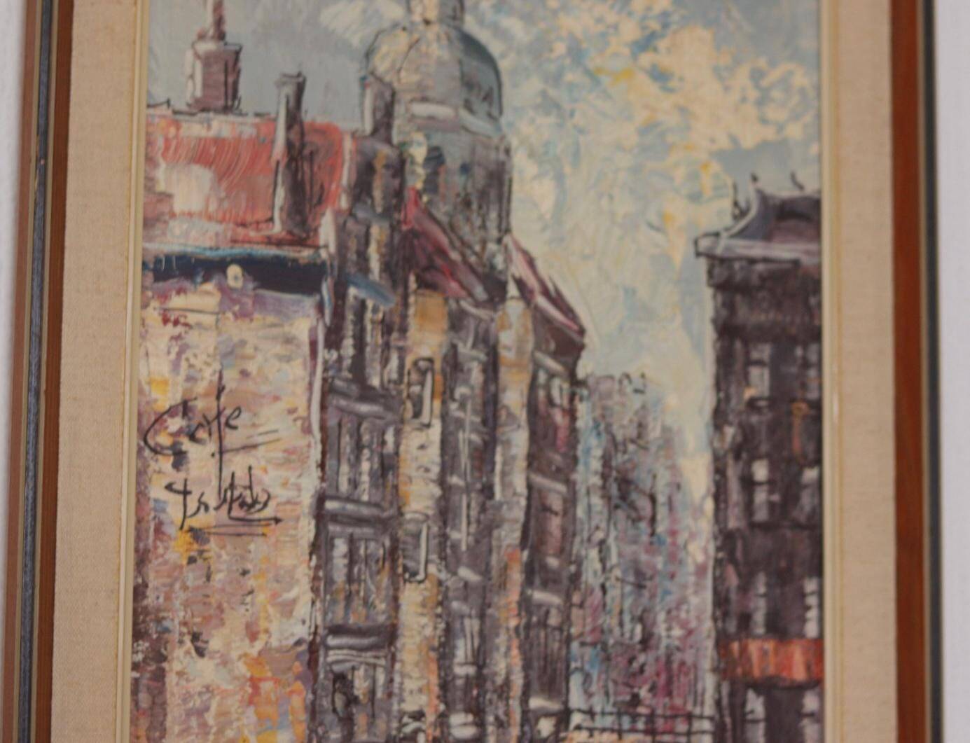 Original Swedish Oil on Canvas – “Amsterdam” – Vintage & Framed