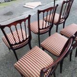 Lot oval table and 6 vintage chairs used