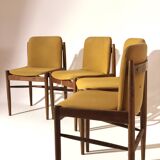 Set of 4 italian style chairs 1960 - rosewood and fabric