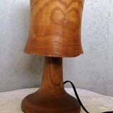 Lampe à poser en bois taille dans la masse y compris l'abat jour design 70/80