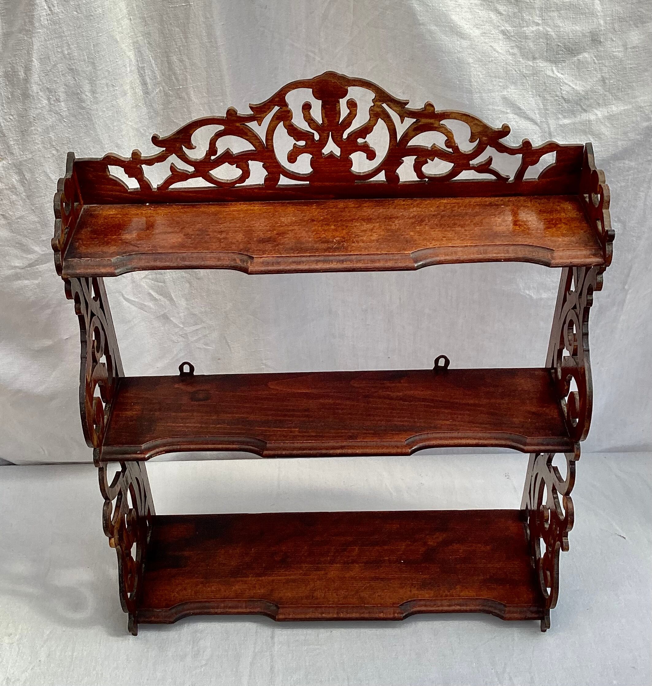 Old wall shelf in worked wood dimension: height -67cm- width --55cm-