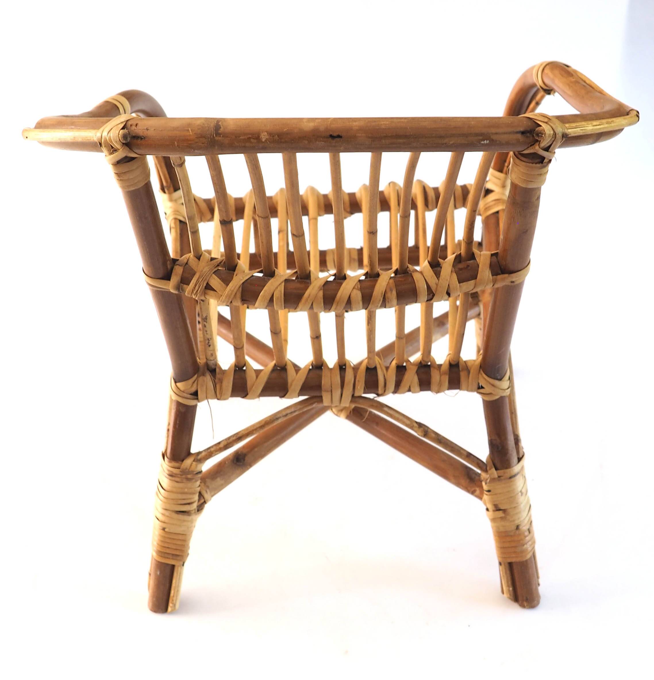 Two-tone rattan children's armchair