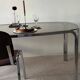 Space Age dining table in smoked glass & chrome
