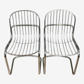 Pair of chromed metal chairs 1970