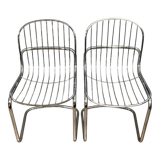 Pair of chromed metal chairs 1970