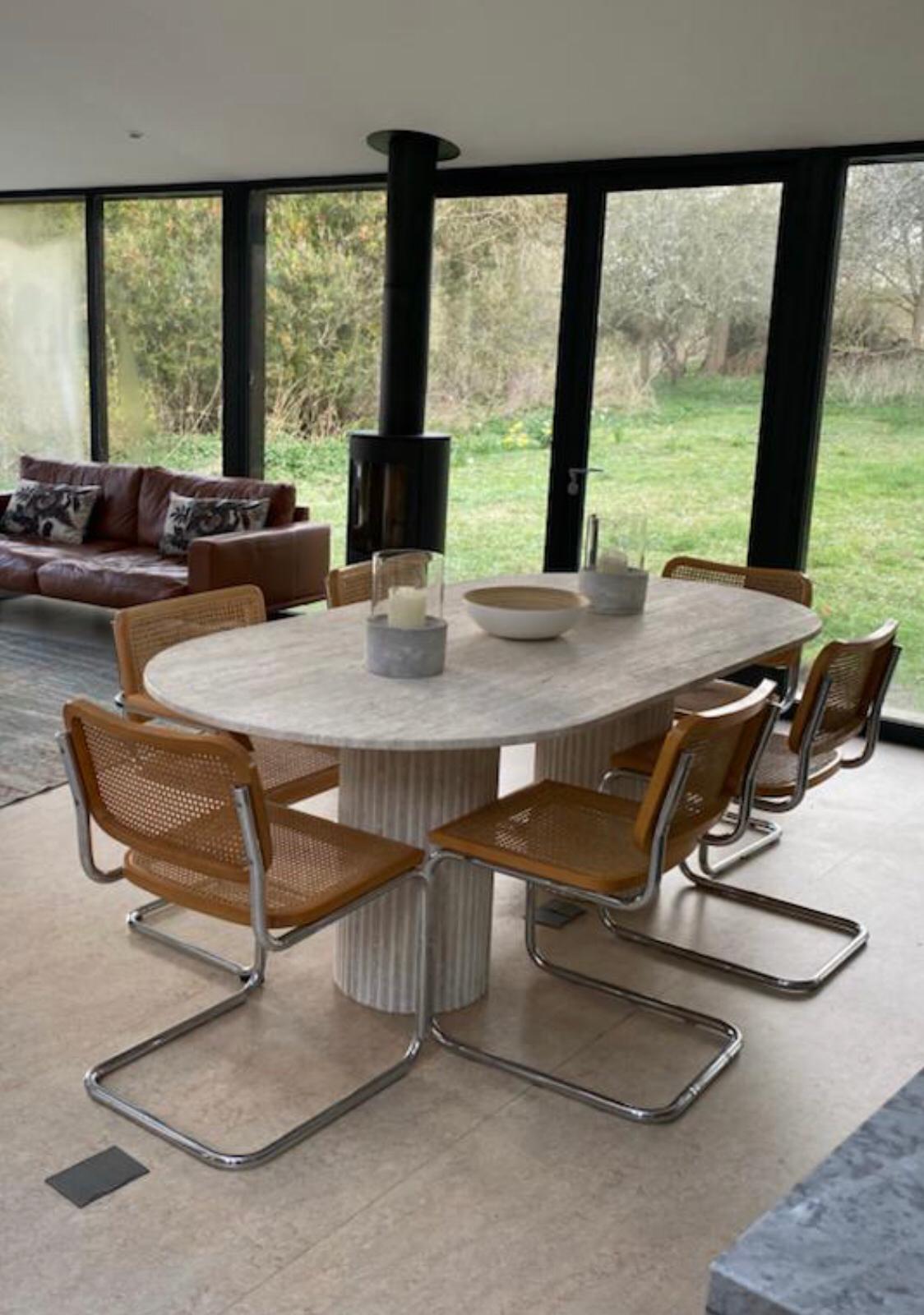 Olya oblong dining table 150x90 in natural travertine