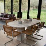 Olya oblong dining table 150x90 in natural travertine