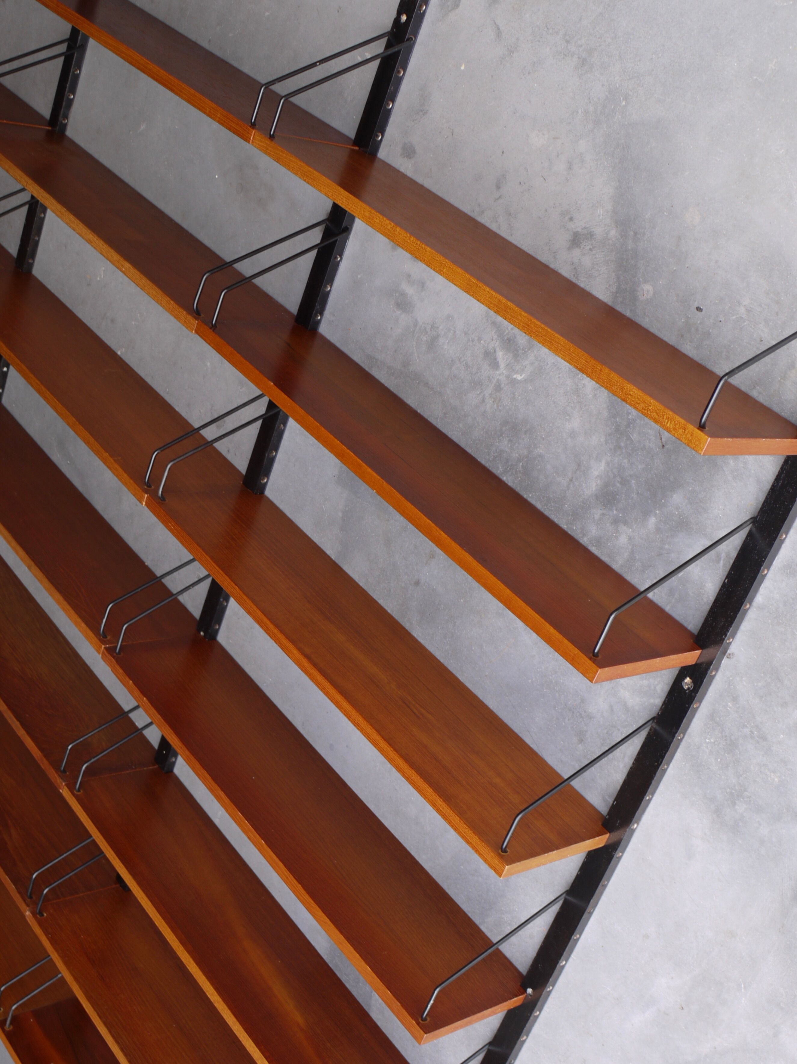 Vintage teak wall shelving system shelves by Poul Cadovius, 1960s