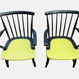 Set of 2 spindle back armchairs, Tapiovaara , Yngve Ekstrom style