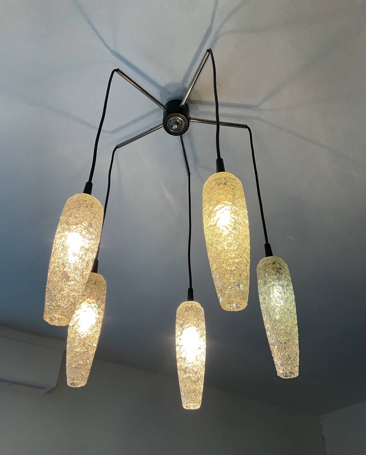 Vintage 5-light chandelier from the 60s