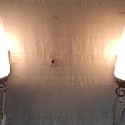 Appliques modernistes en laiton et opaline - mid. XXeme
