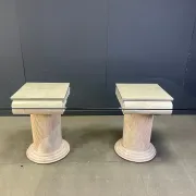 Vintage tessellated stone pedestal dining table by Maitland Smith, 1970s