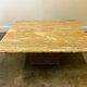XL vintage square caramel travertine coffee table, 1980s