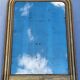 Large gilded Louis-Philippe antique mirror from the 19th century with original glass, measuring 129 x 10 cm.