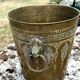 Persian Brass Champagne Bucket, Hand Engraved Ram Head Handles