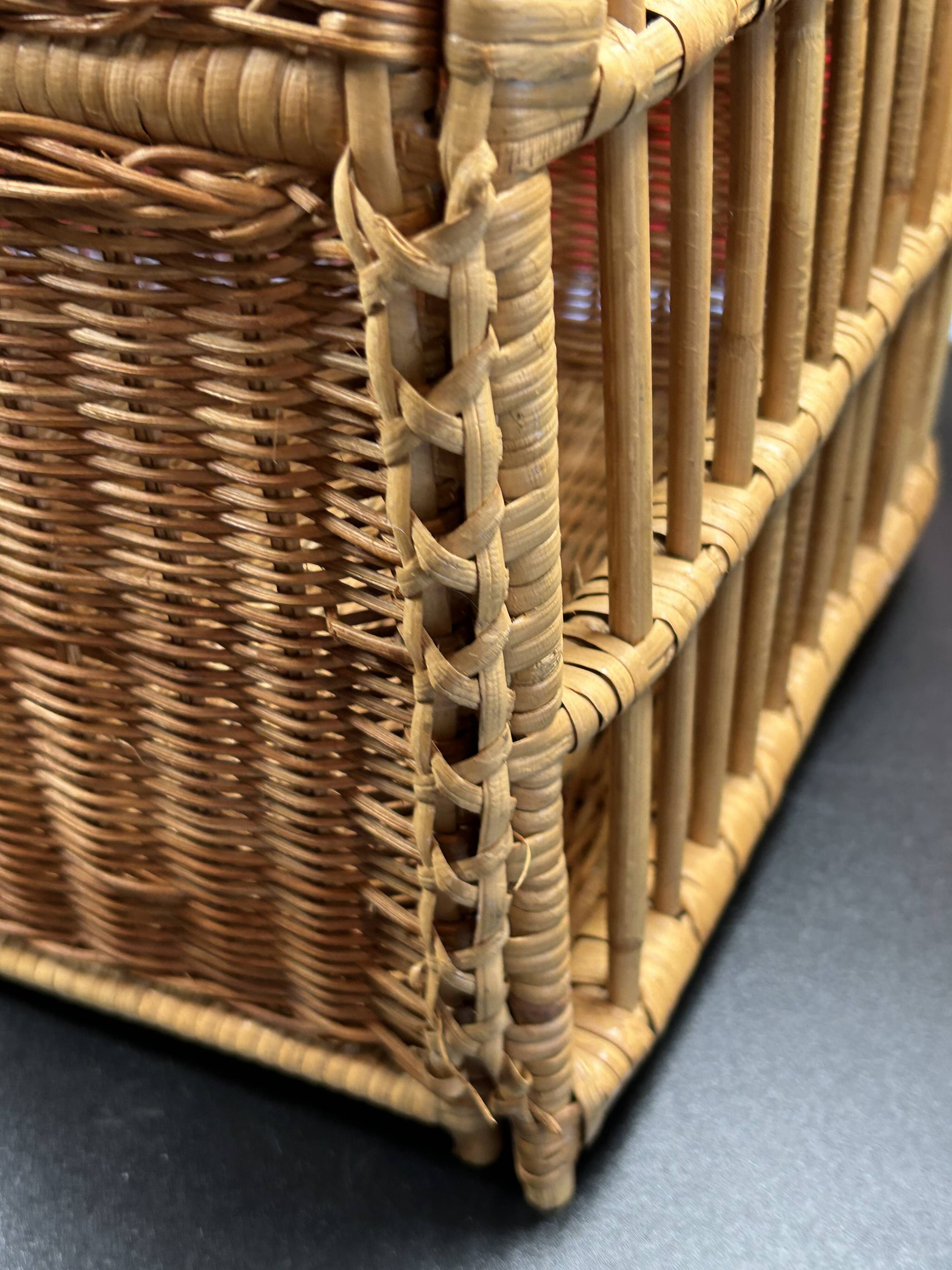 Panier cage osier/rotin de transport voyage pour chat, animaux