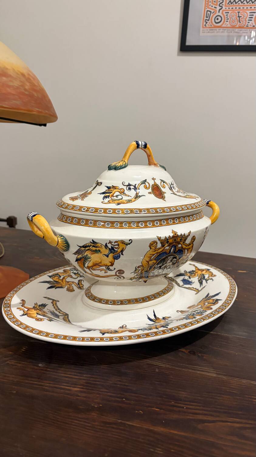 Vintage soup tureen – Gien pottery – Art Deco