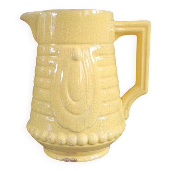 Pichet pot à lait jaune à reliefs