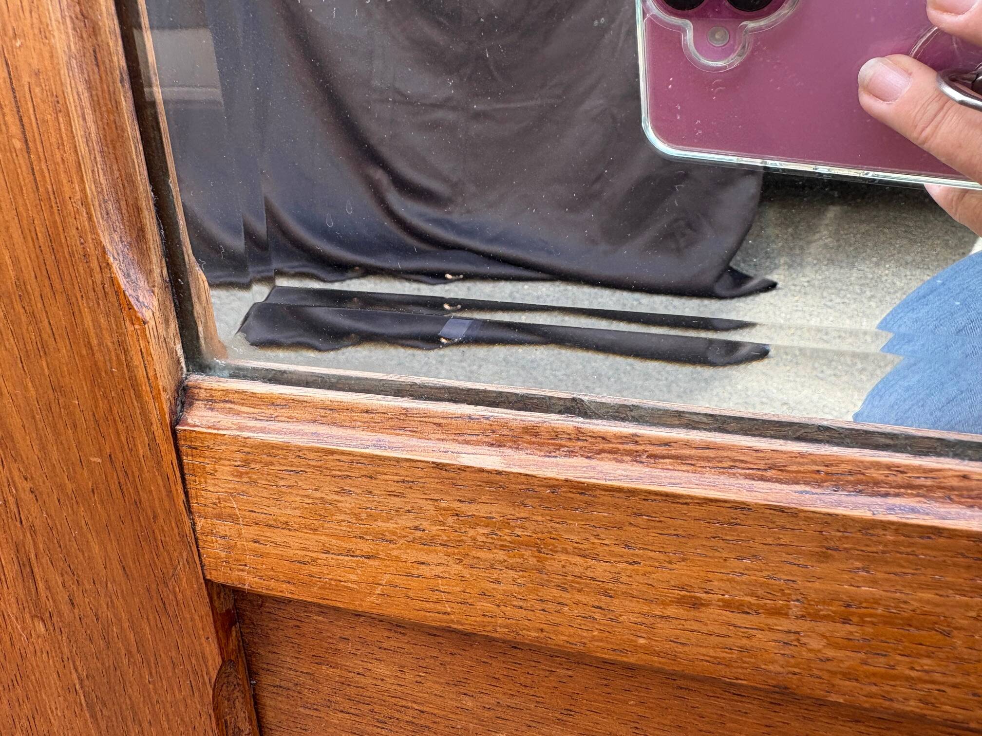 /Art Deco wardrobe with mirror in carved solid oak from the 20s/30s