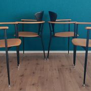 Set of 4 Postmodern Dining Chairs, 1980's.