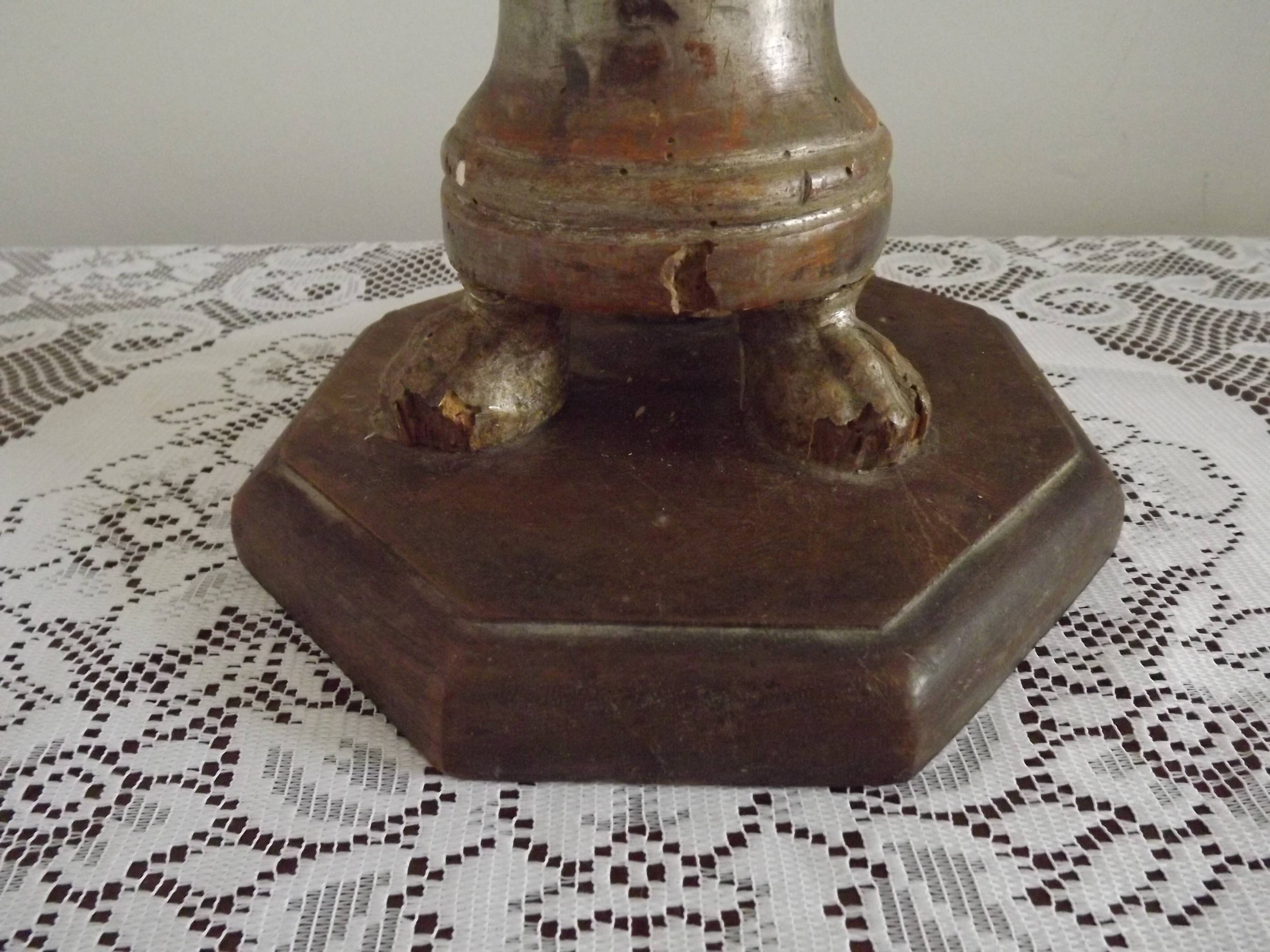 Antique 18th Century Church Altar Candlestick Converted to Table Lamp