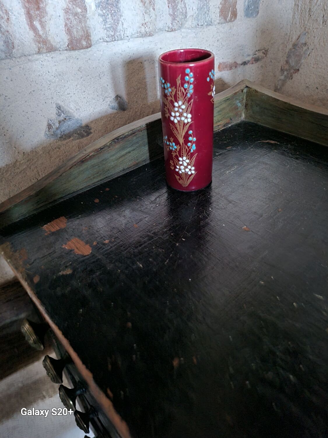 Antique Gien cylinder vase