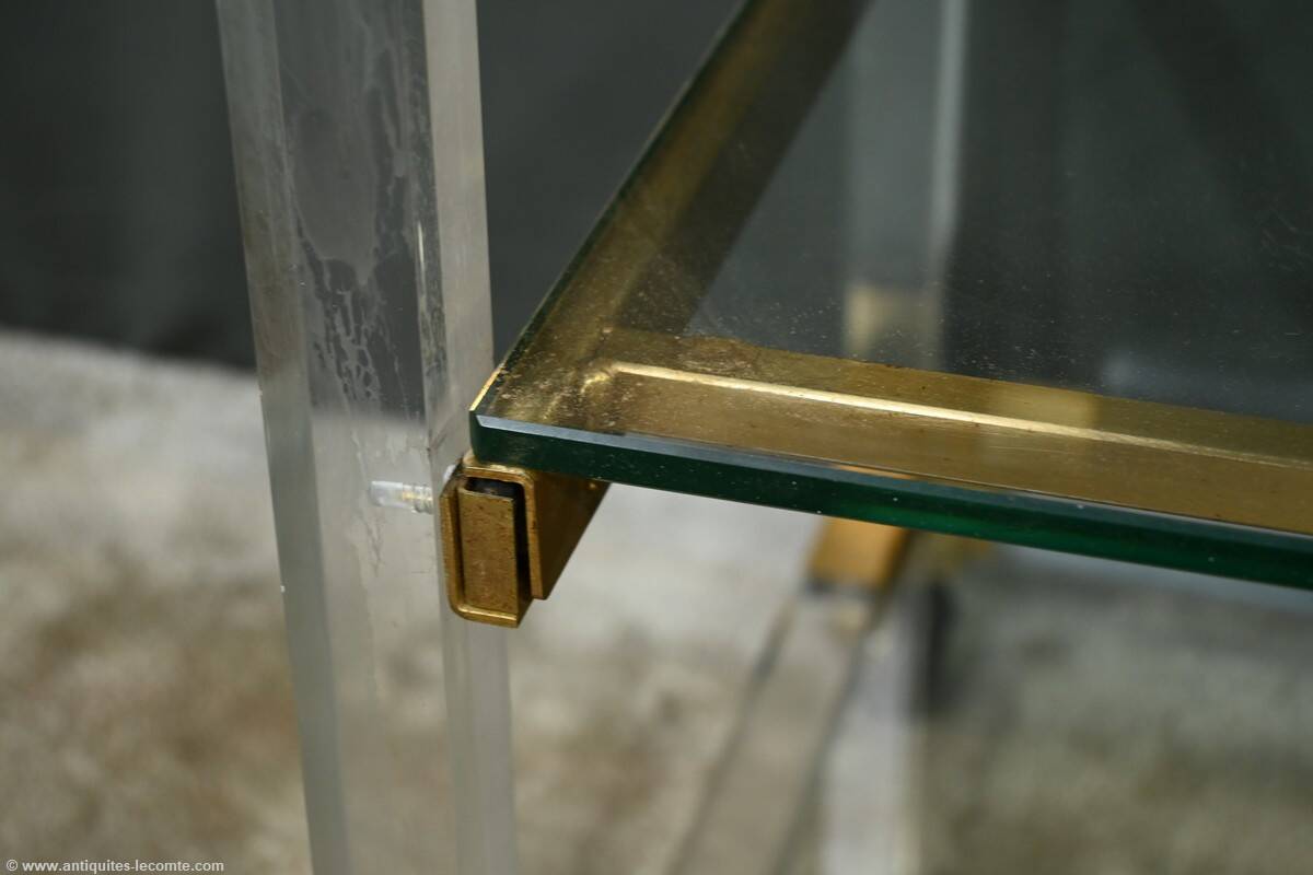 Rolling acrylic and brass serving table – 1960