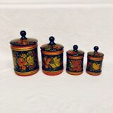 4 khokhloma painted wooden boxes