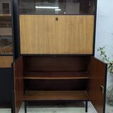 Vintage 1960s Secretary and Display Cabinet Set with Compass Design Legs