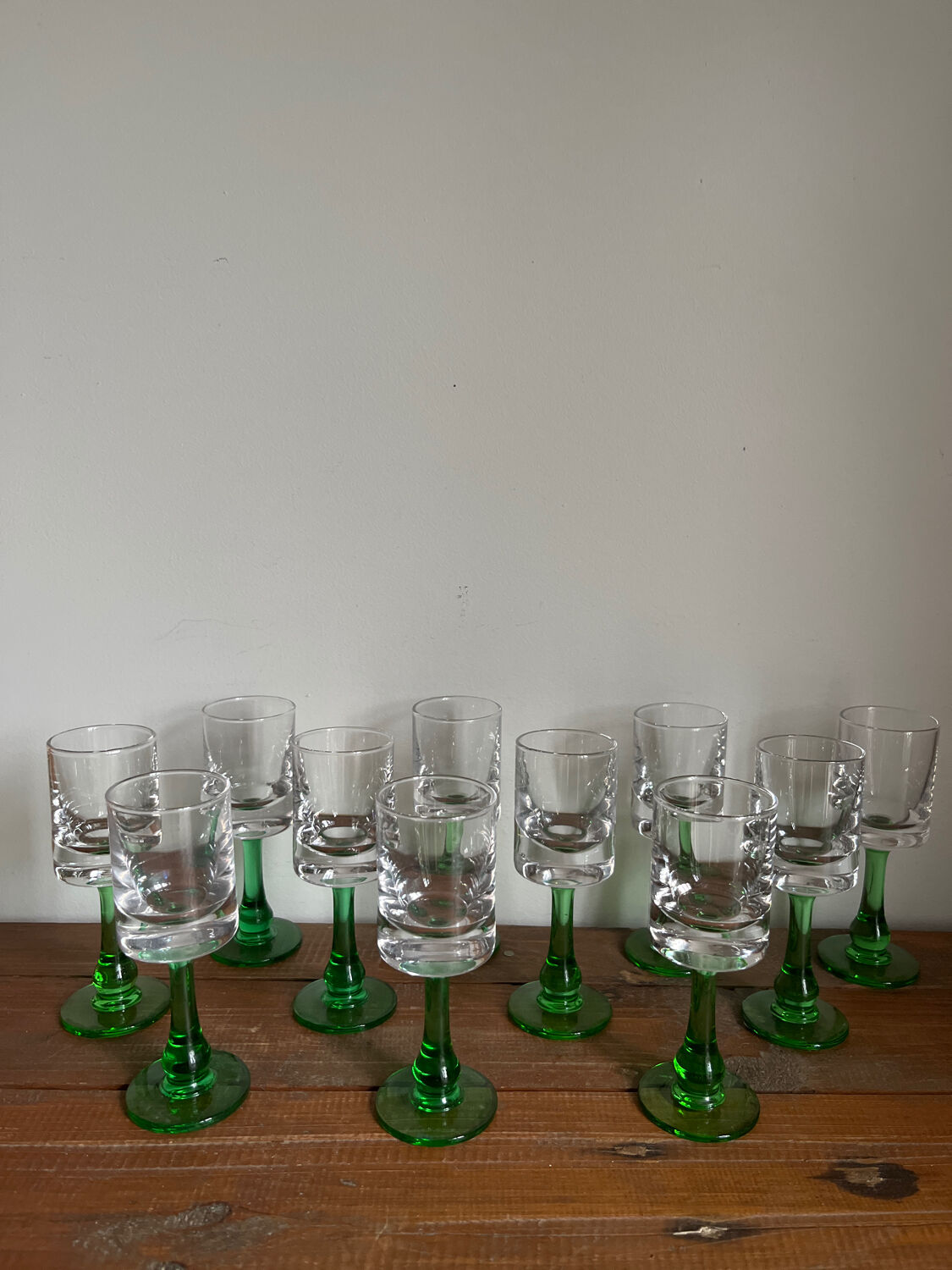 11 stemmed glasses