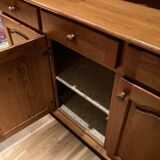 Honey-colored varnished pine vessel