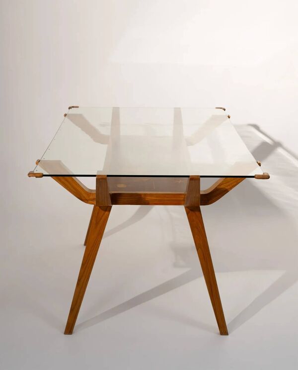 Table à manger italienne avec marqueterie, 1950