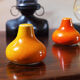 Salt and pepper in orange ceramic, 60s