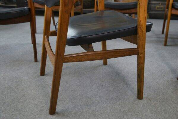 Ensemble de 6 fauteuils scandinaves en cuir et palissandre par Gondo Gravesen pour l’Atelier Bondo Gravesen Snedkerier 1960’s