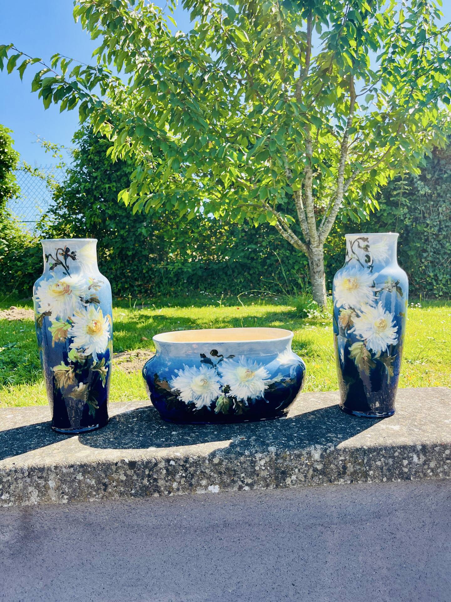 Fireplace set of vases in earthenware Montigny sur Loing