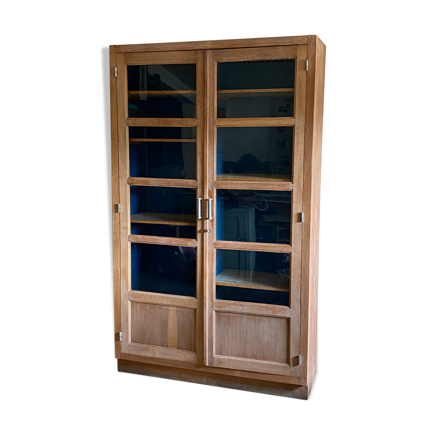 Oak university glass bookcase 1950