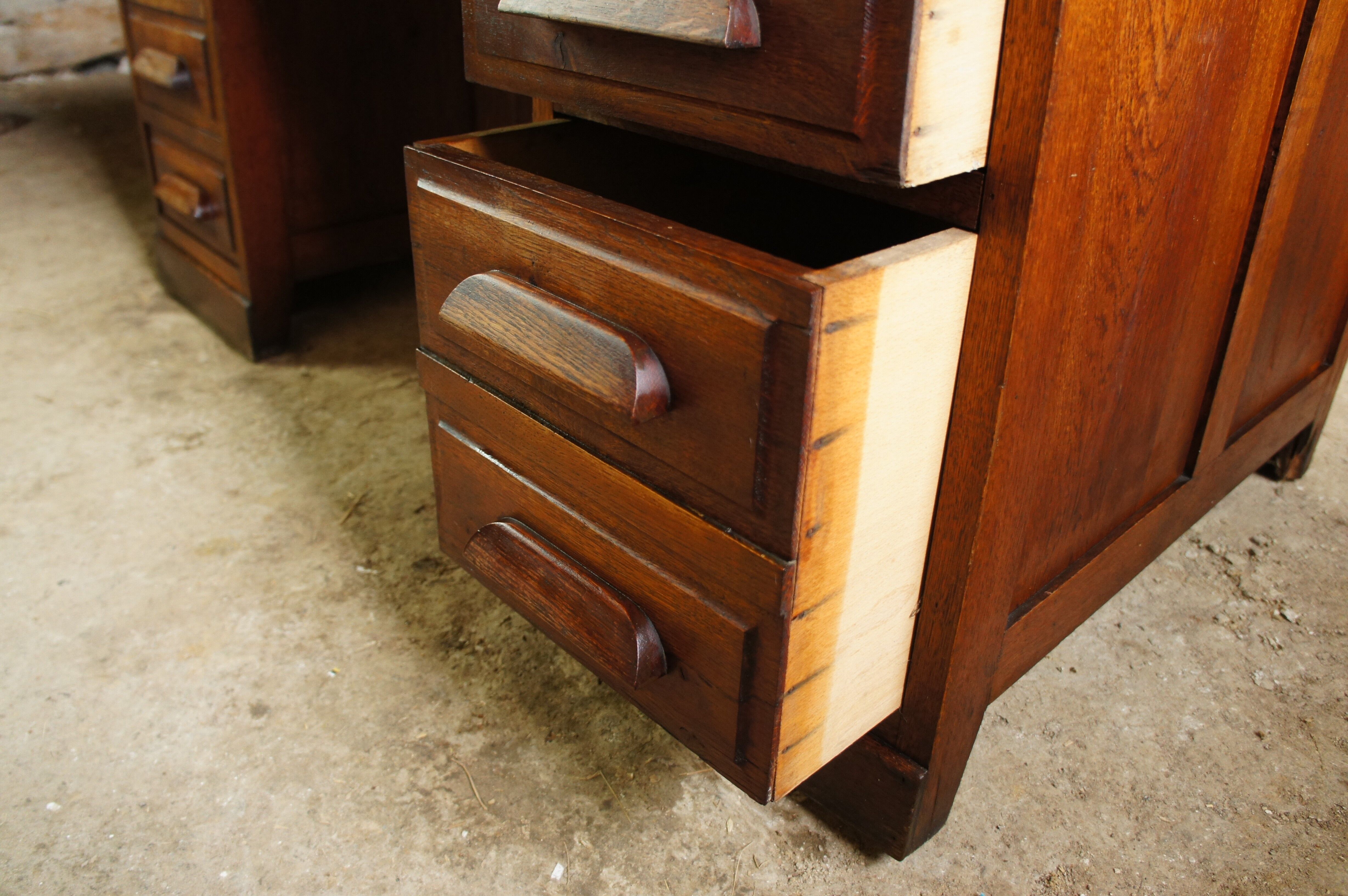 Administration desk open double face oak