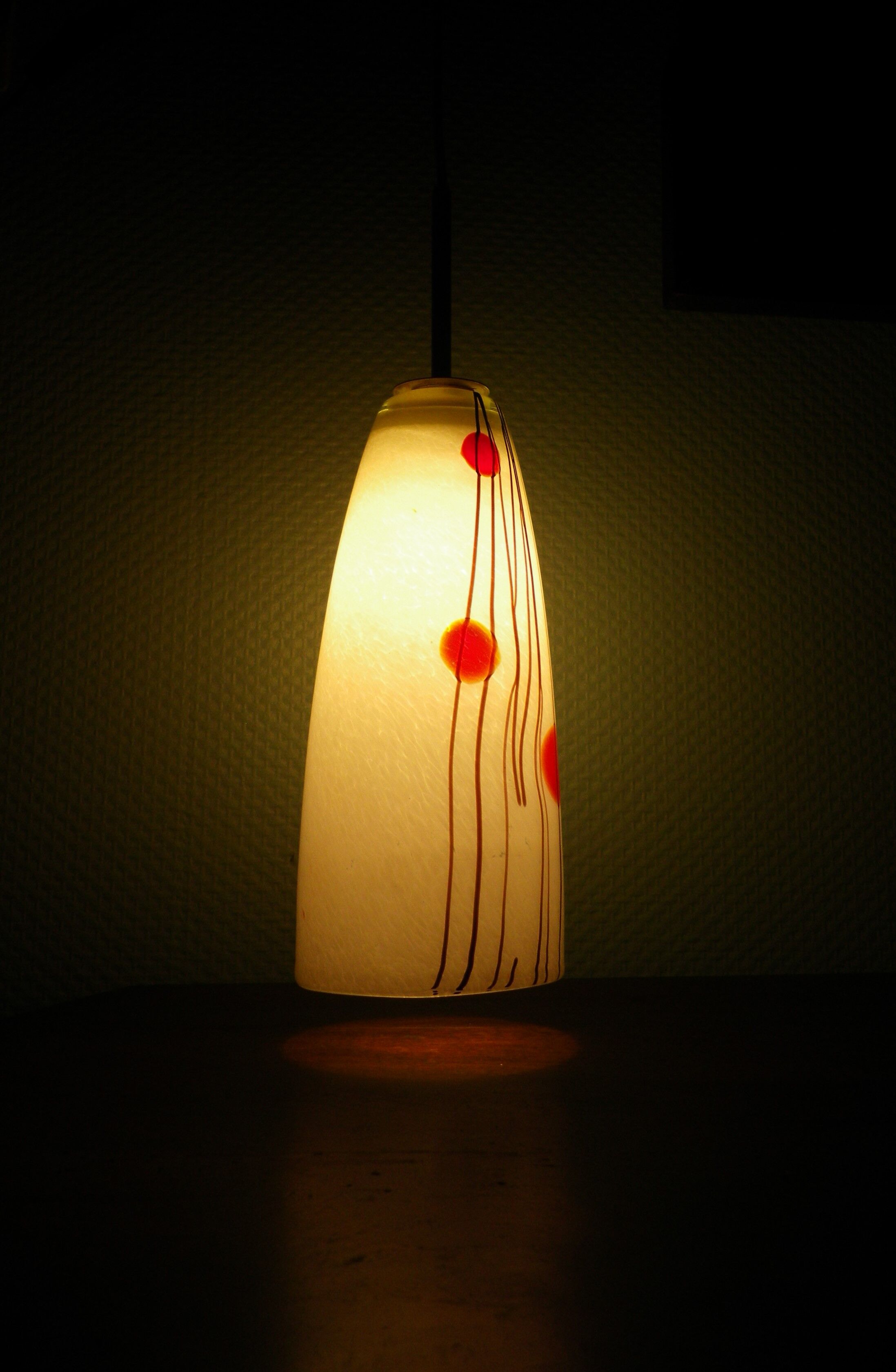 Art deco pendant lamp from the 70s, opaline, chrome metal