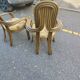 Pair of 1970s Italian design armchairs, made of bent bamboo.
