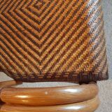 Vintage -Braided rattan sofa - chevron pattern