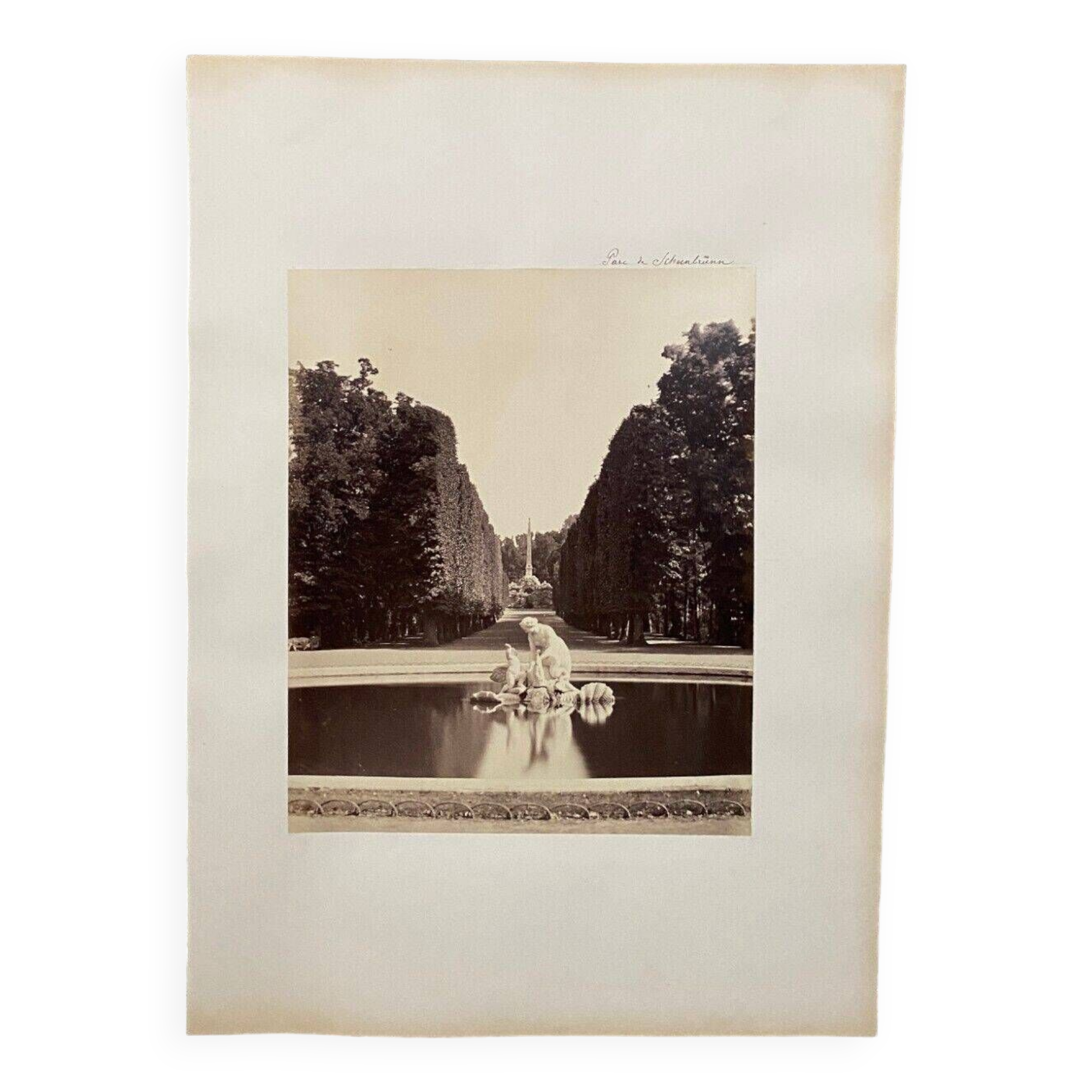 Photo Parc de Schoenbrunn 19th century albumen laminated cardboard