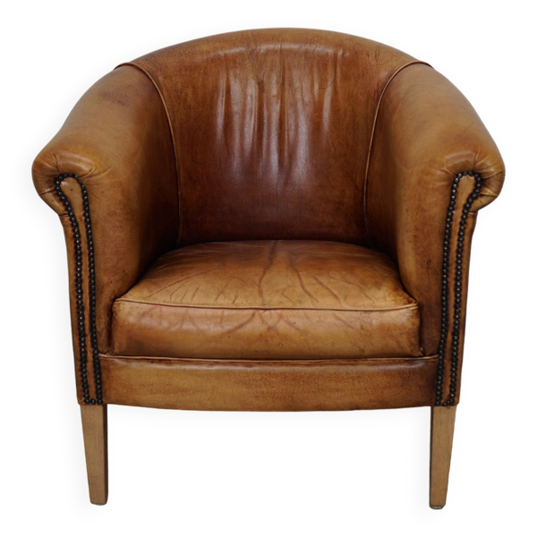 Fauteuil club en cuir coloré vintage