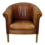 Vintage Dutch Cognac Colored Leather Club Chair