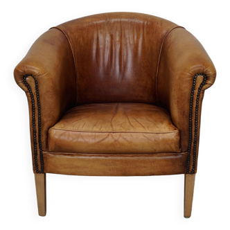 Fauteuil club en cuir coloré vintage